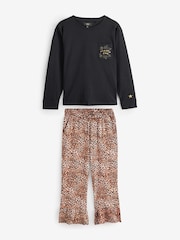 Rockett St George Black/Leopard Jersey Star 100% Cotton Pyjama Set - Image 8 of 10