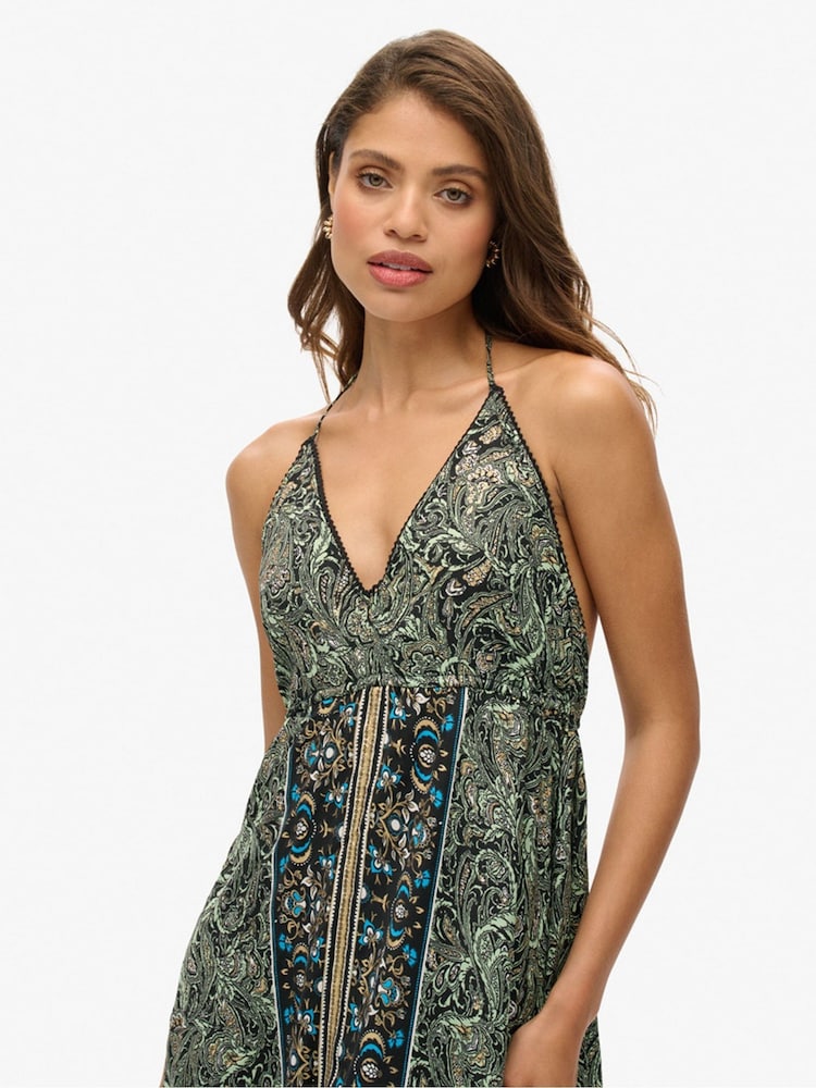 Superdry Green ST Tropez Paisley Maxi Dress - Image 4 of 6