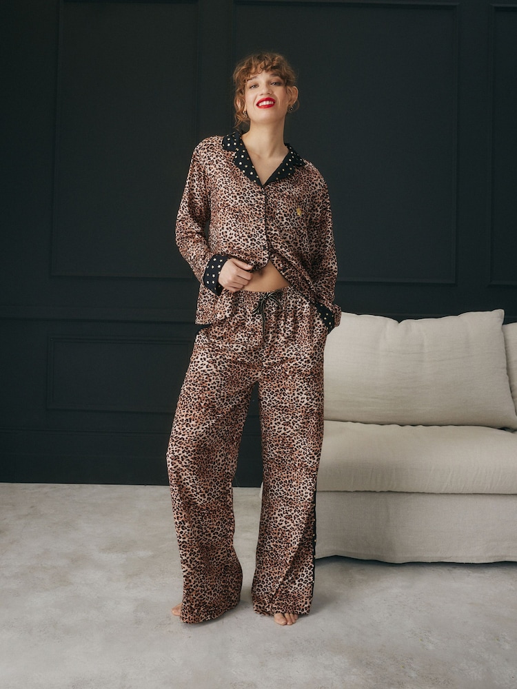 Rockett St George Satin-Pyjama mit durchgehender Knopfleiste - Image 2 of 12