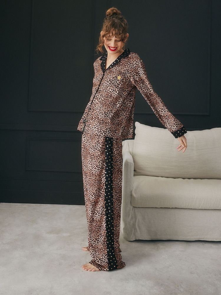 Rockett St George Satin-Pyjama mit durchgehender Knopfleiste - Image 3 of 12