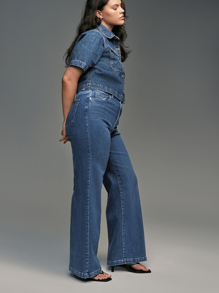 Dark Blue Wide Leg Hourglass Jeans - Image 2 of 9