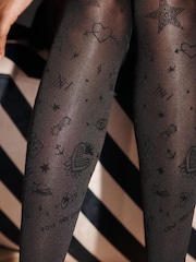 Rockett St George Black Doodle Tights - Image 5 of 6
