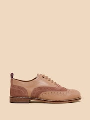 White Stuff Pink Thistle Leather Lace-Up Brogues - Image 1 of 4