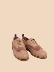 White Stuff Pink Thistle Leather Lace-Up Brogues - Image 2 of 4