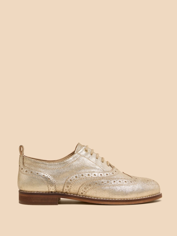 White Stuff Gold Thistle Leather Lace-Up Brogues - Image 1 of 5