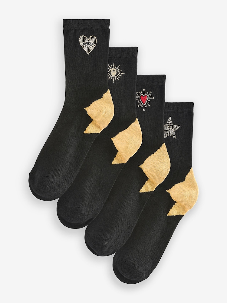 Rockett St George Black Socks 4 Pack - Image 1 of 5
