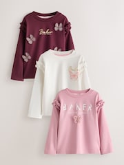 Baker by Ted Baker Berry Pink 3 Pack 3D Butterfly T-Shirts - Image 1 of 10