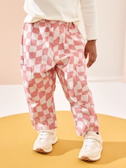 Pink/Cream Checkerboard 100% Cotton Trousers (3mths-7yrs) - Image 1 of 7