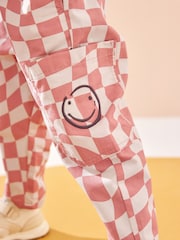 Pink/Cream Checkerboard 100% Cotton Trousers (3mths-7yrs) - Image 4 of 7