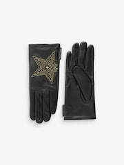 Rockett St George Black Star Leather Gloves - Image 3 of 3
