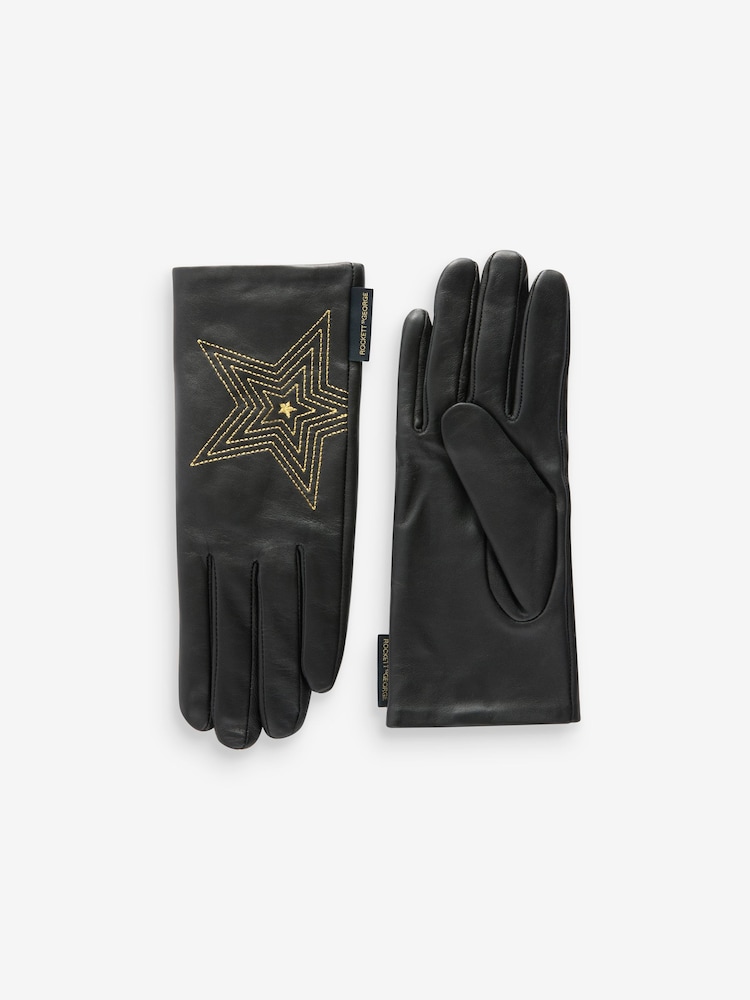 Rockett St George Black Star Leather Gloves - Image 3 of 3