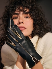 Rockett St George Black and Gold Leather Gloves - Image 3 of 5