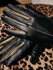Rockett St George Black and Gold Leather Gloves - Image 4 of 5