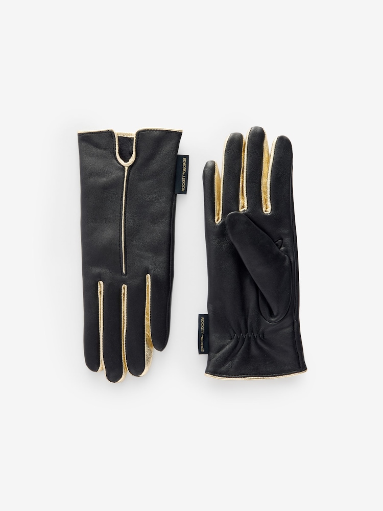 Rockett St George Black and Gold Leather Gloves - Image 5 of 5