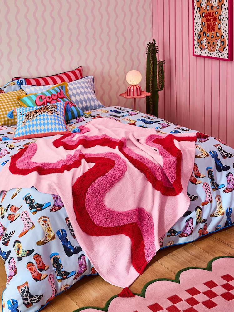 Eleanor Bowmer Pink Wave Tufted Throw - Image 1 of 4 Eleanor Bowmer Pink Wave Tufted Throw - Image 1 of 4
