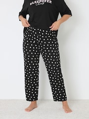 Yours Curve Black Polka Dot Wide Leg Pyjamas - Image 2 of 5