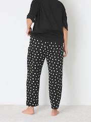 Yours Curve Black Polka Dot Wide Leg Pyjamas - Image 3 of 5