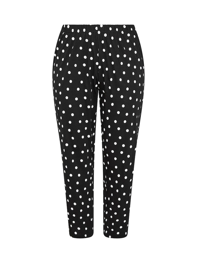 Yours Curve Black Polka Dot Wide Leg Pyjamas - Image 5 of 5 Yours Curve Black Polka Dot Wide Leg Pyjamas - Image 5 of 5