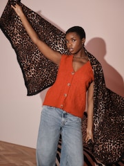 Rockett St George Leopard Woven Lightweight Scarf - Image 1 of 4