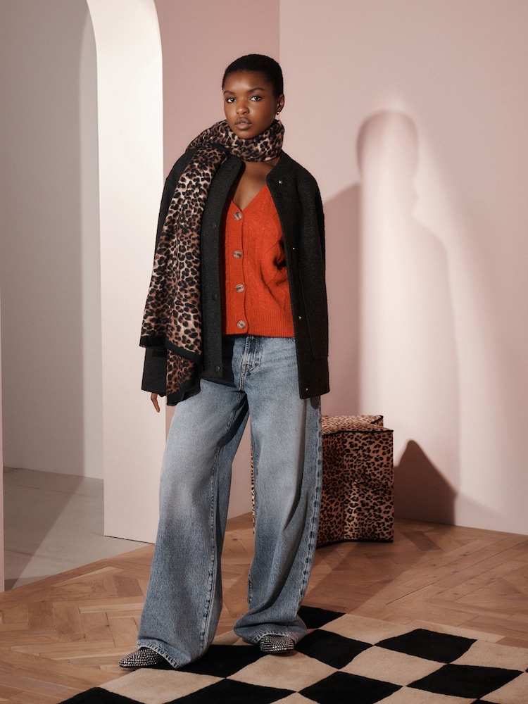 Rockett St George Leopard Woven Lightweight Scarf - Image 2 of 4