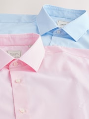 Pink/Blue Regular Fit Easy Care Long Sleeve Single Cuff Smart Shirts 2 Pack - Image 12 of 12
