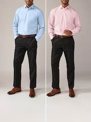 Pink/Blue Regular Fit Easy Care Long Sleeve Single Cuff Smart Shirts 2 Pack - Image 2 of 12
