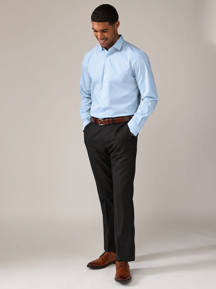 Rose/Bleu - Ajustement régulier - Easy Care Long Sleeve Single Cuff Smart Shirts 2 Pack - Image 5 of 12