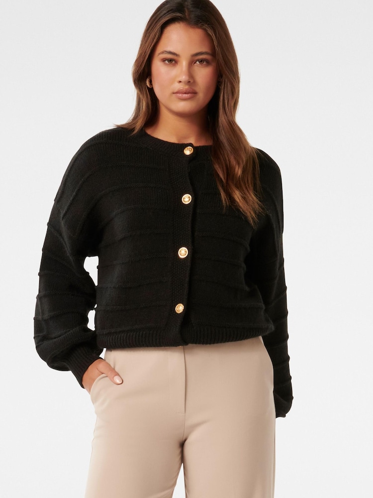 Forever New Black Monroe Cropped Knit Cardigan - Image 1 of 5 Forever New Black Monroe Cropped Knit Cardigan - Image 1 of 5