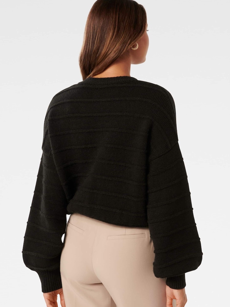 Forever New Black Monroe Cropped Knit Cardigan - Image 2 of 5 Forever New Black Monroe Cropped Knit Cardigan - Image 2 of 5