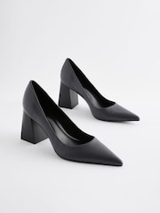 Grey Forever Comfort® Leather Point Toe Block Heel Courts - Image 1 of 7