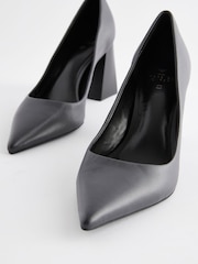 Grey Forever Comfort® Leather Point Toe Block Heel Courts - Image 5 of 7