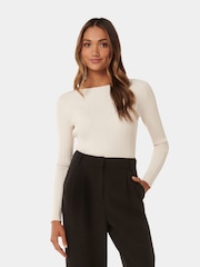 Forever New Cream Petite Evie Long Sleeve Knit Top - Image 1 of 5