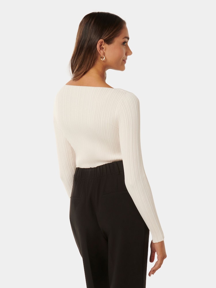 Forever New Cream Petite Evie Long Sleeve Knit Top - Image 2 of 5