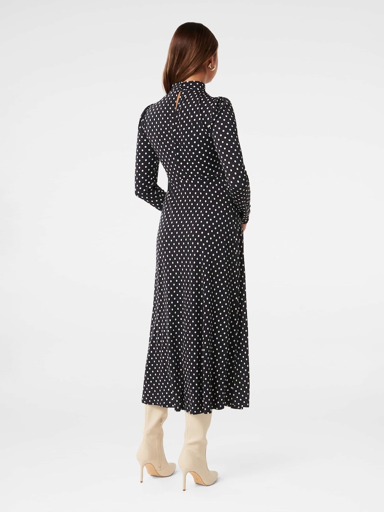 Forever New Black Dawson High Neck Midi Dress - Image 2 of 5