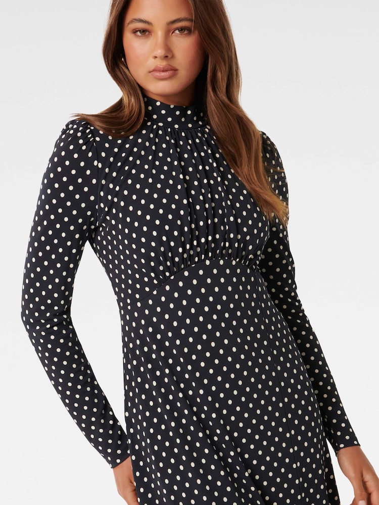 Forever New Black Dawson High Neck Midi Dress - Image 5 of 5