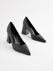 Black Forever Comfort® Leather Point Toe Block Heel Courts - Image 2 of 5