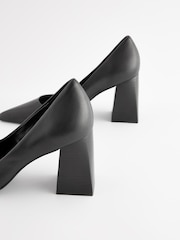 Black Forever Comfort® Leather Point Toe Block Heel Courts - Image 3 of 5