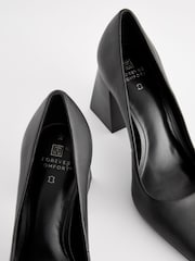 Black Forever Comfort® Leather Point Toe Block Heel Courts - Image 5 of 5