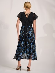 Jolie Moi Blue Printed Chiffon Midaxi Dress - Image 2 of 6