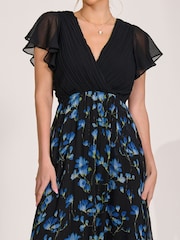 Jolie Moi Blue Printed Chiffon Midaxi Dress - Image 3 of 6
