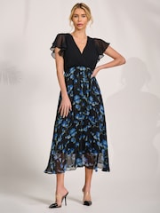 Jolie Moi Blue Printed Chiffon Midaxi Dress - Image 4 of 6