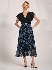 Jolie Moi Blue Printed Chiffon Midaxi Dress - Image 5 of 6