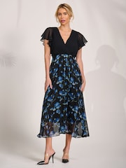 Jolie Moi Blue Printed Chiffon Midaxi Dress - Image 6 of 6