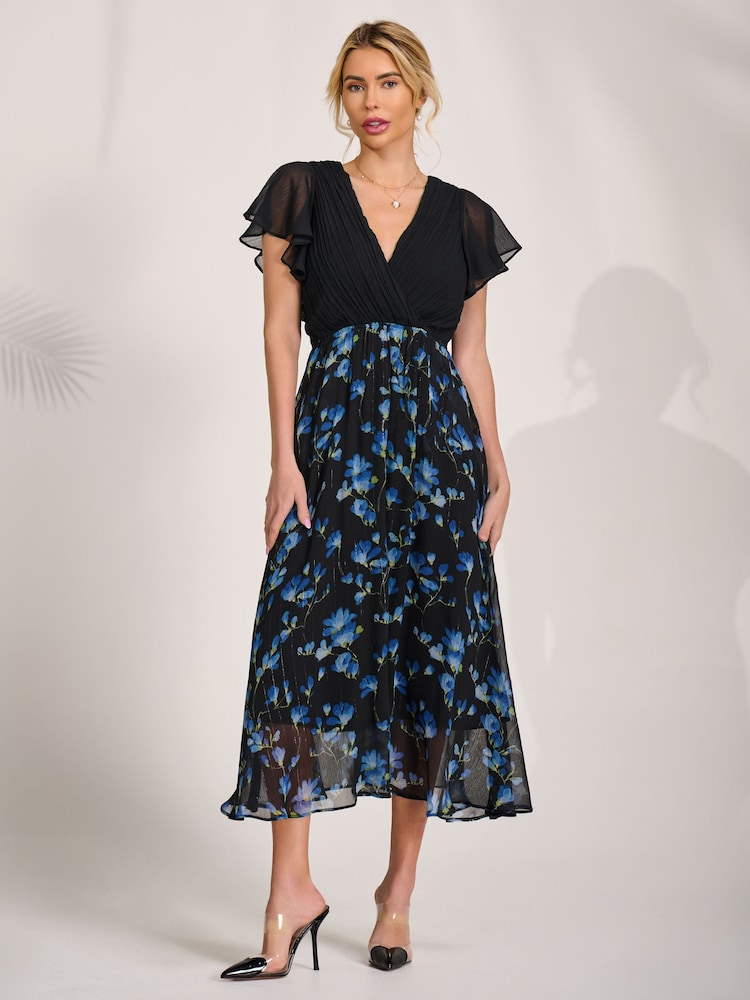 Jolie Moi Blue Printed Chiffon Midaxi Dress - Image 6 of 6