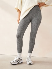 Grey Marl Ribbed Seamless High Waist Leggings - Image 1 of 4