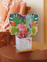 Hallmark Green and Pink Pop Up Mother's Day Card 3D Tropical Flowers - Image 1 of 4
