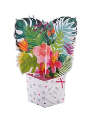 Hallmark Green and Pink Pop Up Mother's Day Card 3D Tropical Flowers - Image 2 of 4