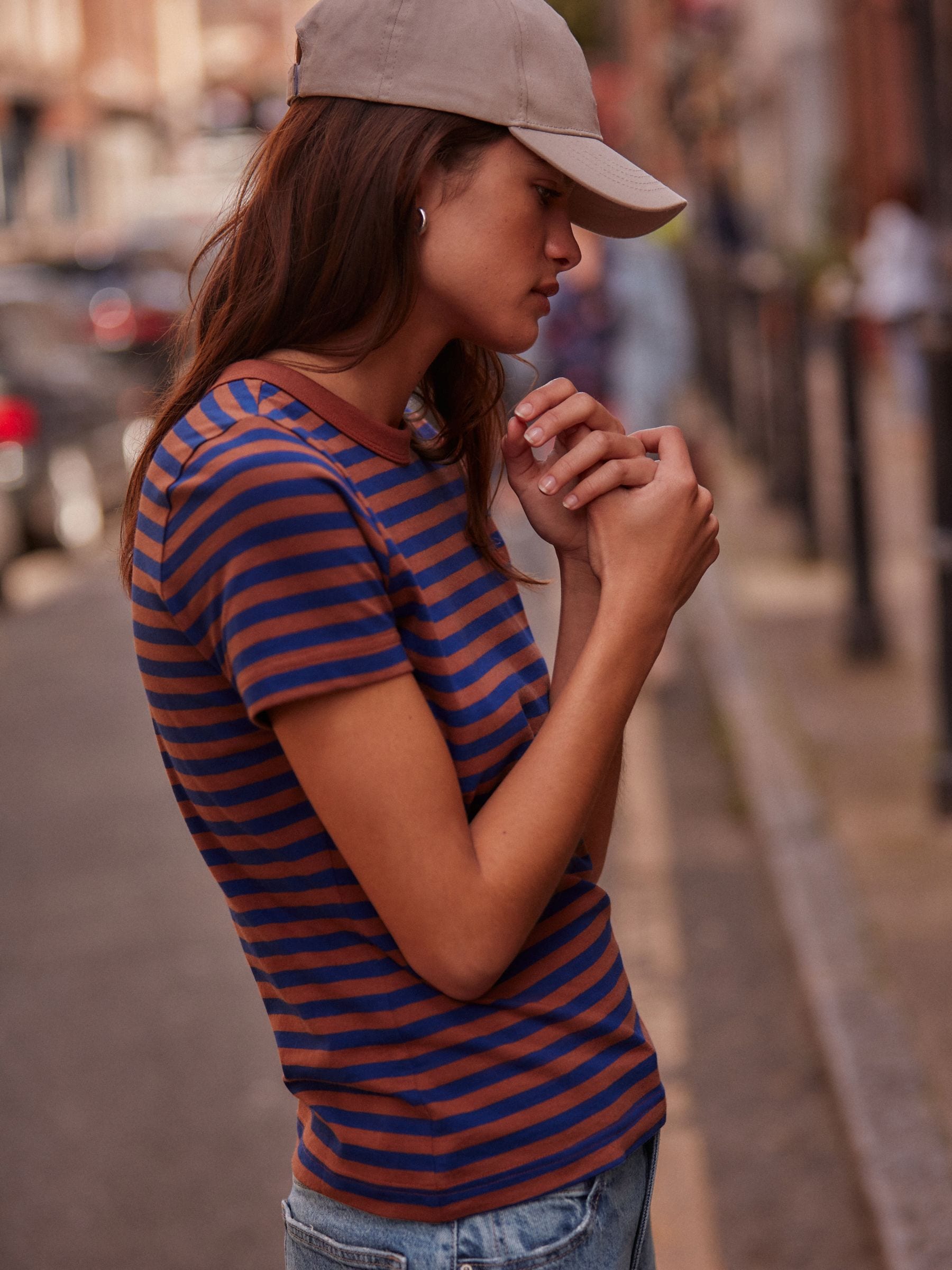 Buy Blue/Orange Rust Stripe Essential Pure Cotton Short