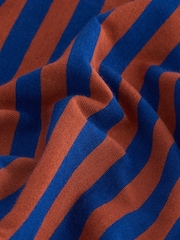 Blue/Orange Rust Stripe Essential Pure Cotton Short Sleeve Crew Neck T-Shirt - Image 6 of 6