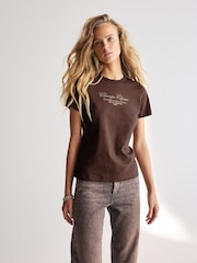 Коричнево-шоколадный - Essential Pure 100% Cotton Short Sleeve Crew Neck T-Shirt - Image 3 of 6